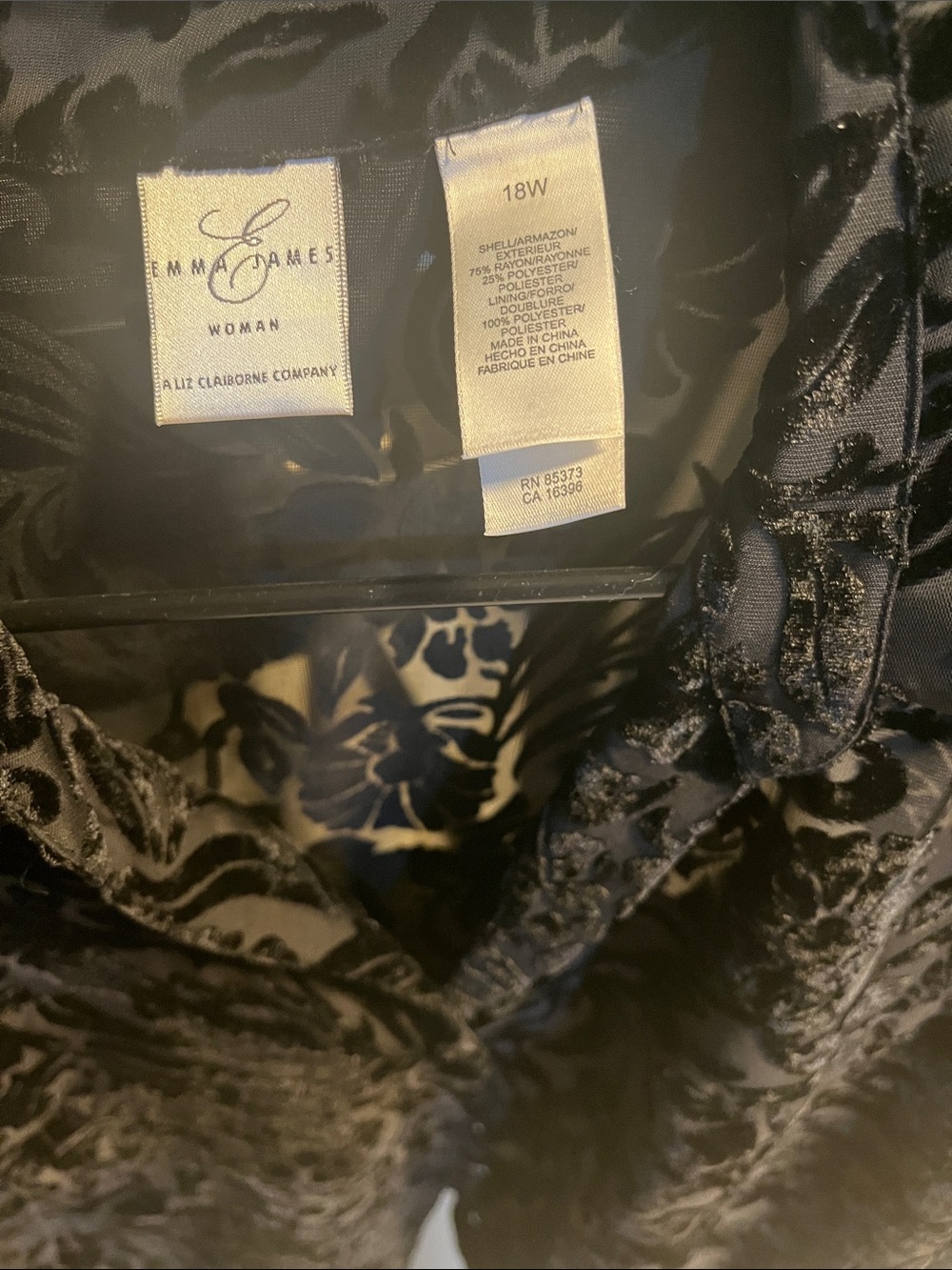 Emma y James  women Black Sheer Floral Velvet Button-Up Top